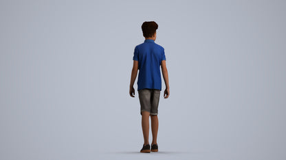 realistic 3D people boy casual kids, render-ready for V-Ray and Corona, FBX OBJ, front view render