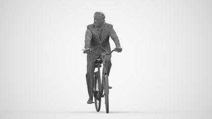 realistic 3D people man business cycling, render-ready for V-Ray and Corona, FBX OBJ, wireframe back view