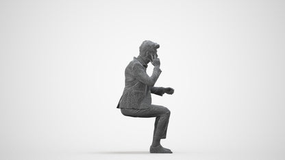 realistic 3D man business, scanned archviz people for Blender and 3ds Max, wireframe side view