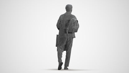 realistic 3D human man casual shopping, archviz people FBX OBJ for Blender, wireframe front view