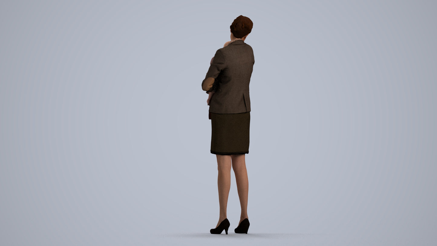 scanned 3D girl business kids, photogrammetry people for Enscape and V-Ray, front view render