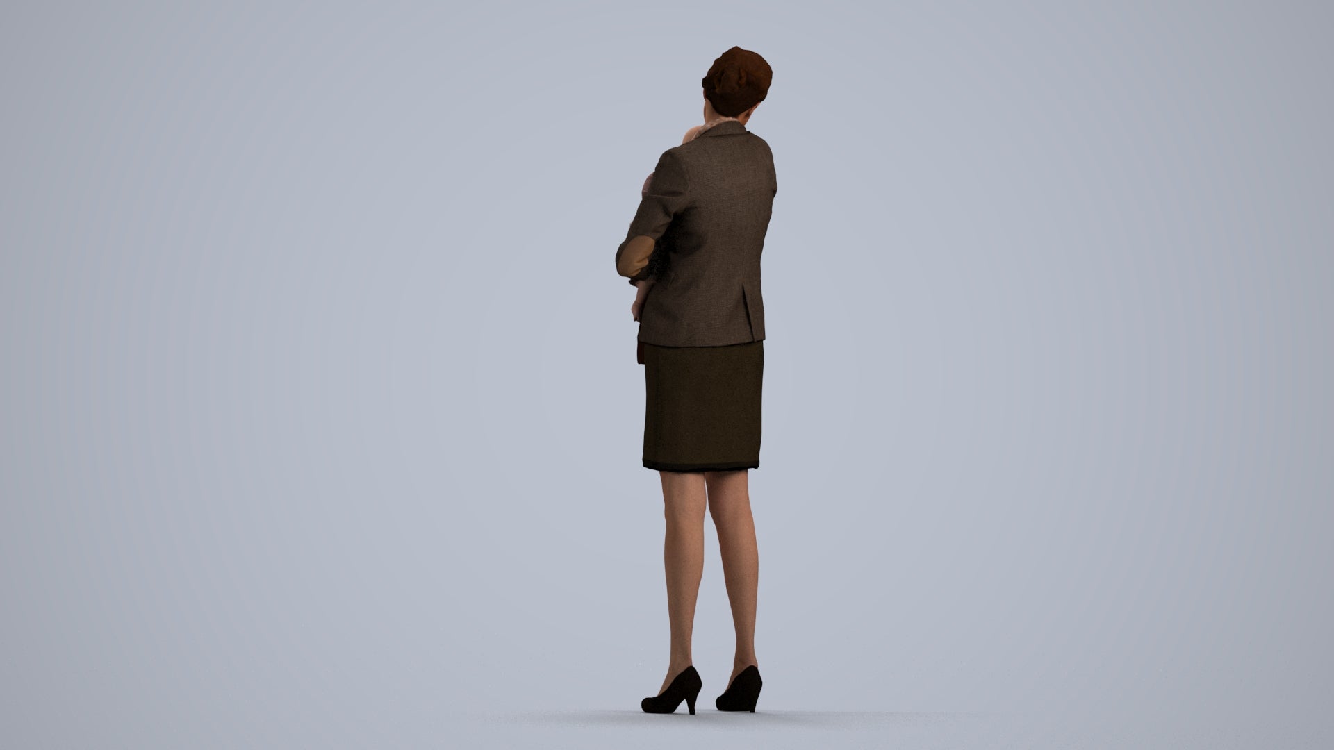 scanned 3D girl business kids, photogrammetry people for Enscape and V-Ray, front view render
