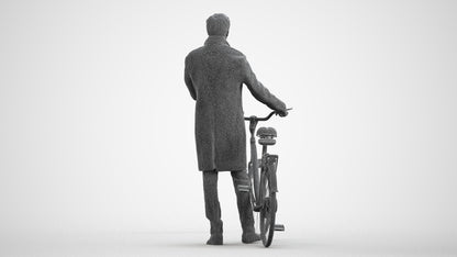 photogrammetry 3D man cycling, realistic human model archviz FBX, wireframe front view