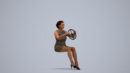 photogrammetry 3D woman casual driving, realistic human model archviz FBX, standing pose render