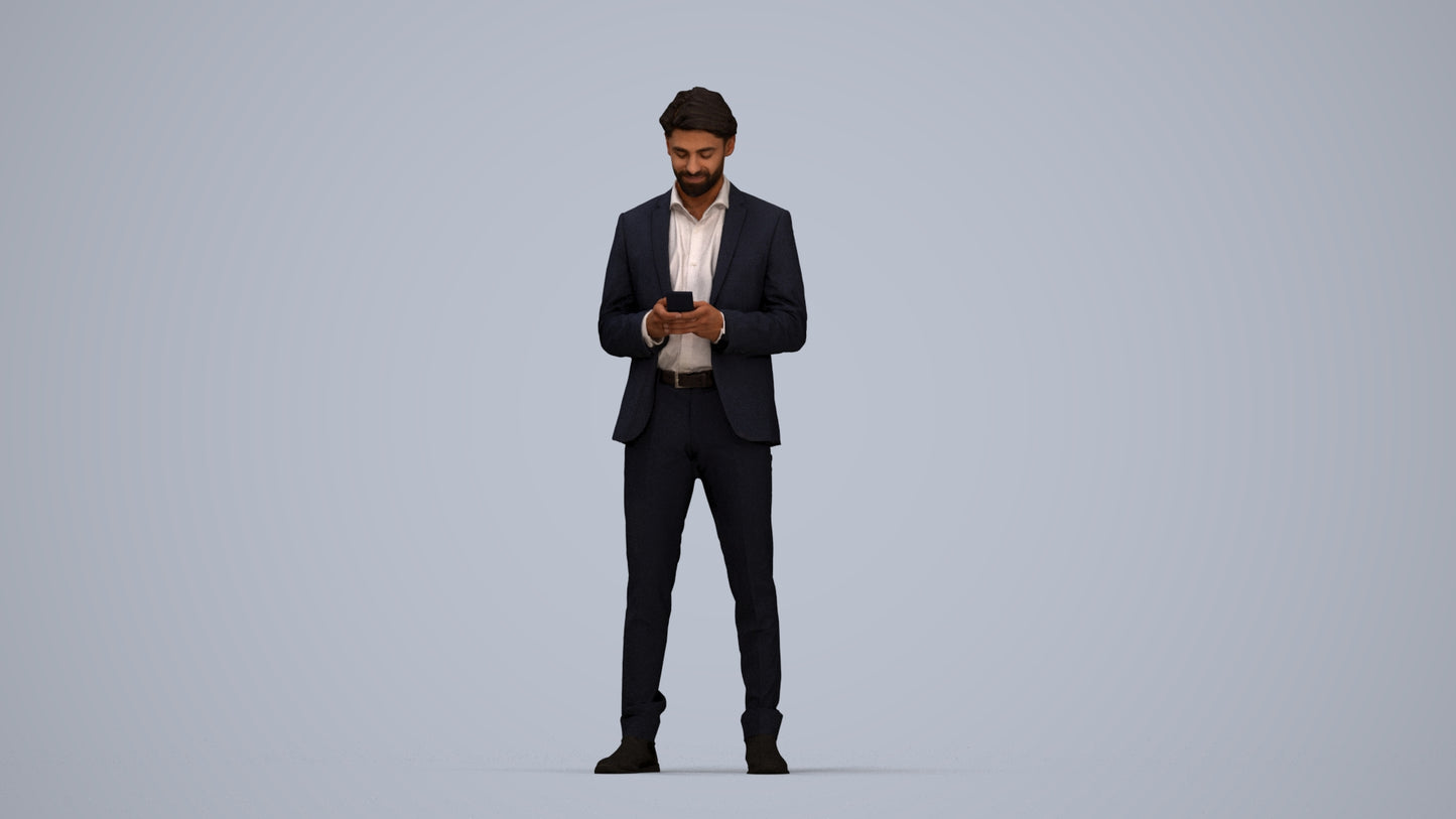 3D people model man business, scanned human for 3ds Max rendering, top-down view render