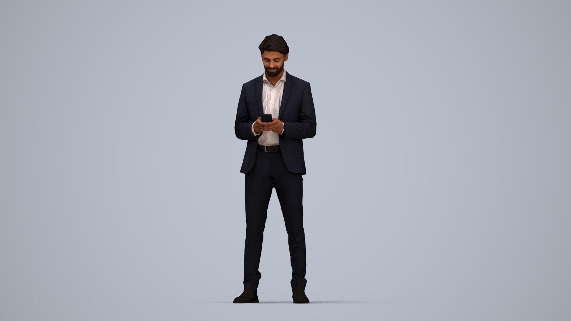 3D people model man business, scanned human for 3ds Max rendering, top-down view render