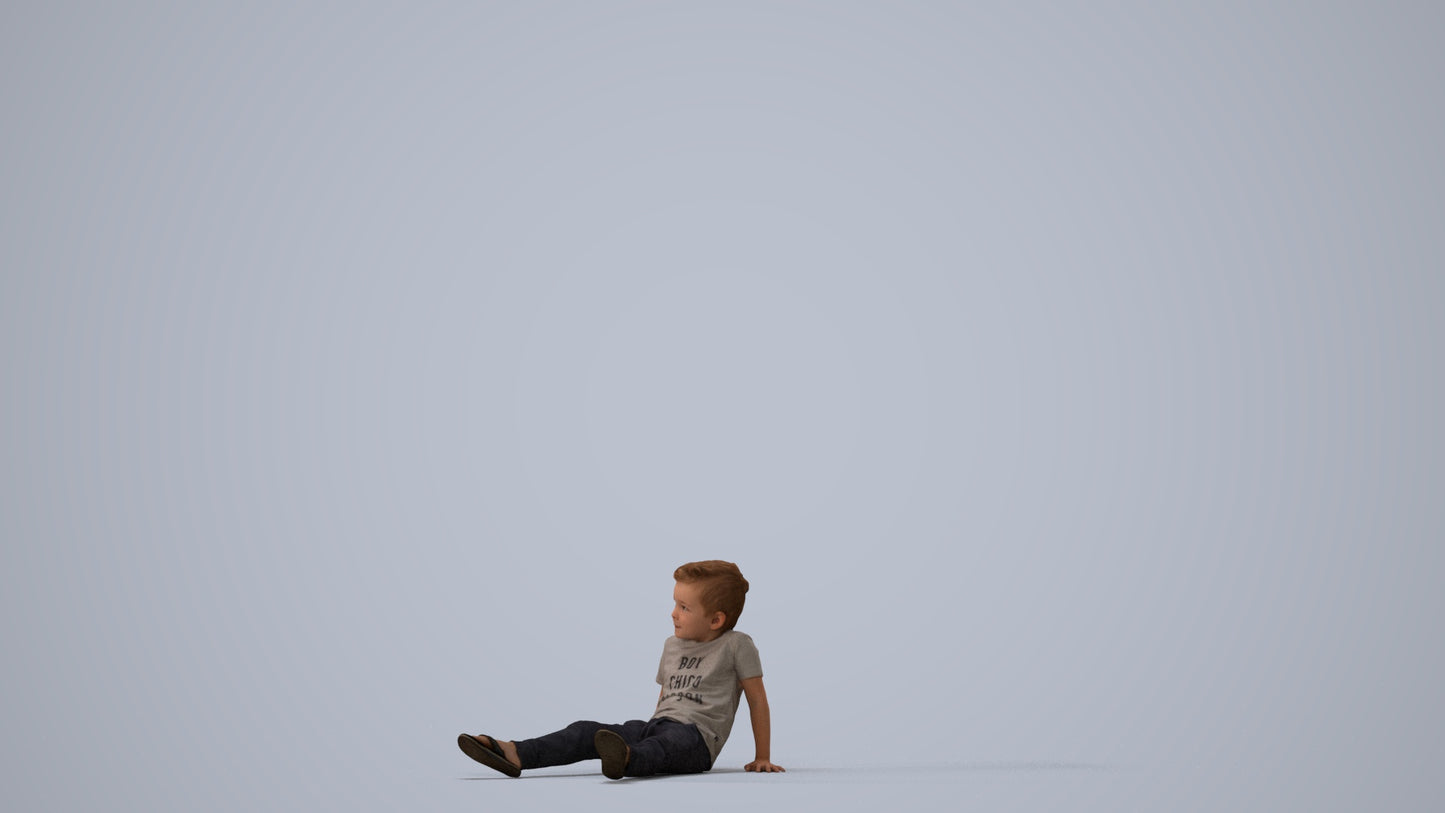 realistic 3D people boy casual kids, render-ready for V-Ray and Corona, FBX OBJ, three-quarter view render