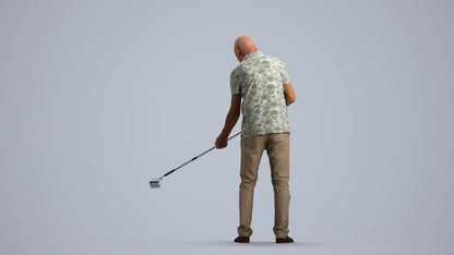 realistic 3D people senior man casual standing, render-ready for V-Ray and Corona, FBX OBJ, front view render