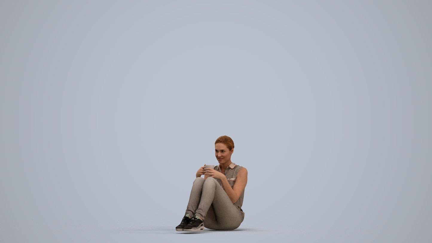 photogrammetry 3D woman casual business, realistic human model archviz FBX, standing pose render