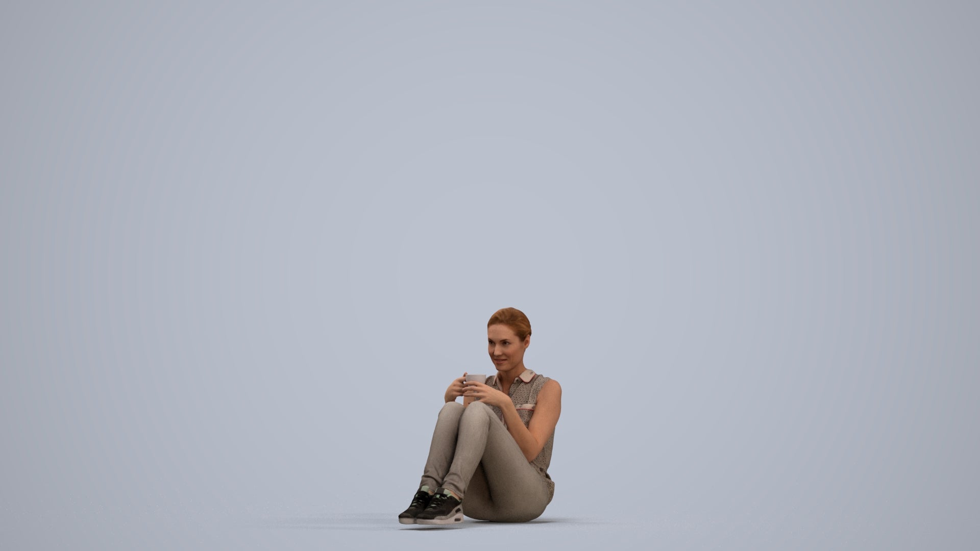photogrammetry 3D woman casual business, realistic human model archviz FBX, standing pose render