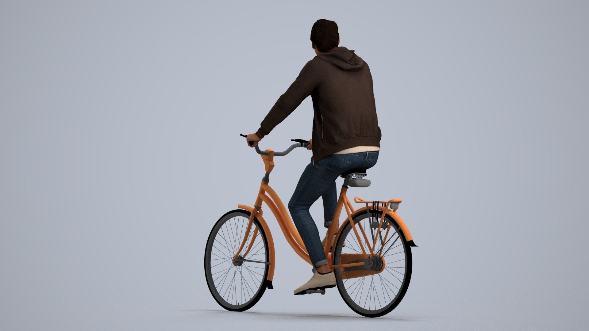 photogrammetry 3D man casual cycling, realistic human model archviz FBX, front view render