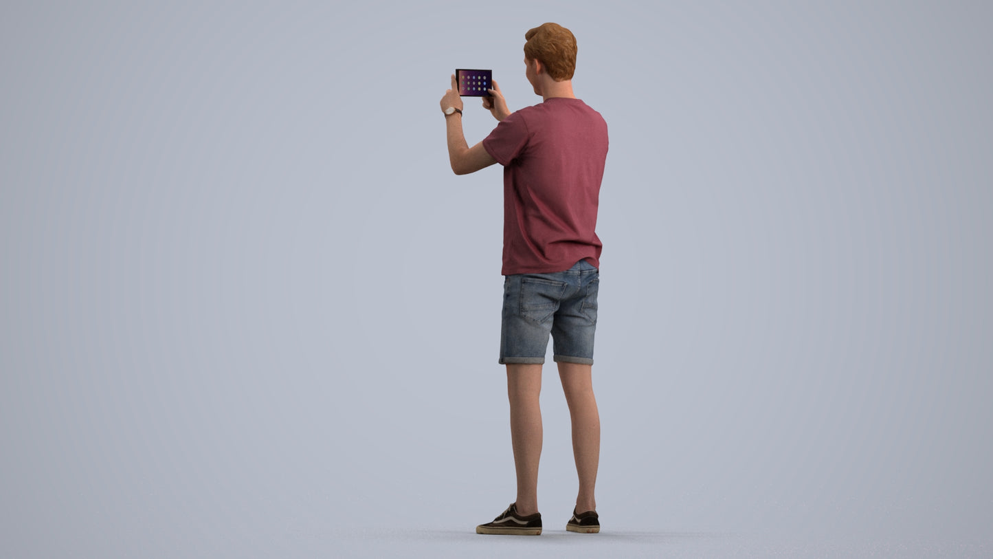realistic 3D people man casual standing, render-ready for V-Ray and Corona, FBX OBJ, front view render