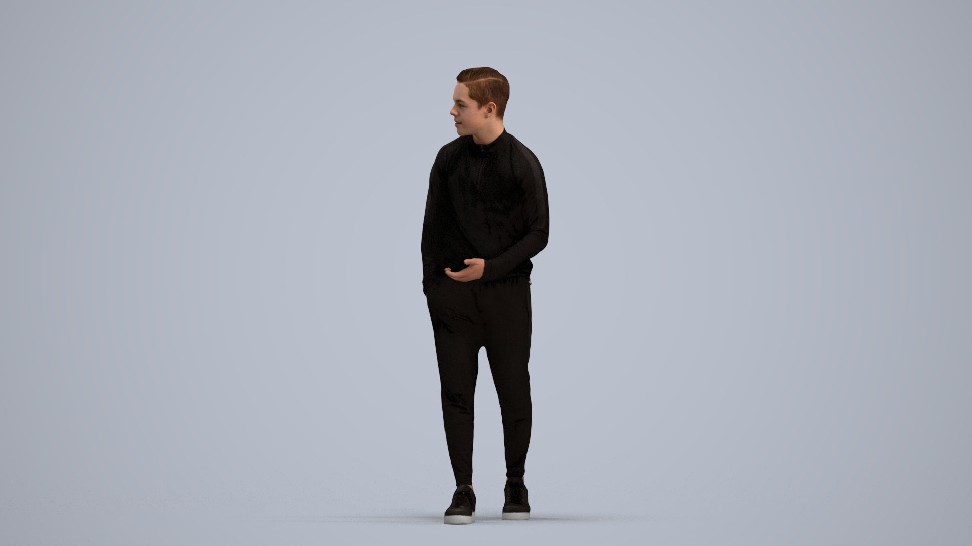 realistic 3D boy casual kids, scanned archviz people for Blender and 3ds Max, standing pose render