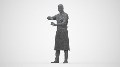 3D scanned man hospitality, photorealistic archviz people for Enscape and SketchUp, wireframe back view