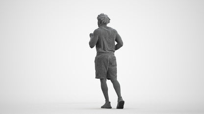 3D people model man sport, scanned human for 3ds Max rendering, wireframe front view