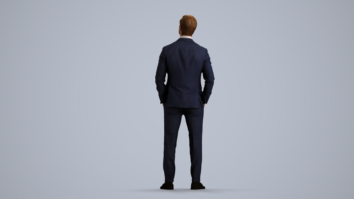 realistic 3D people man business, render-ready for V-Ray and Corona, FBX OBJ, front view render
