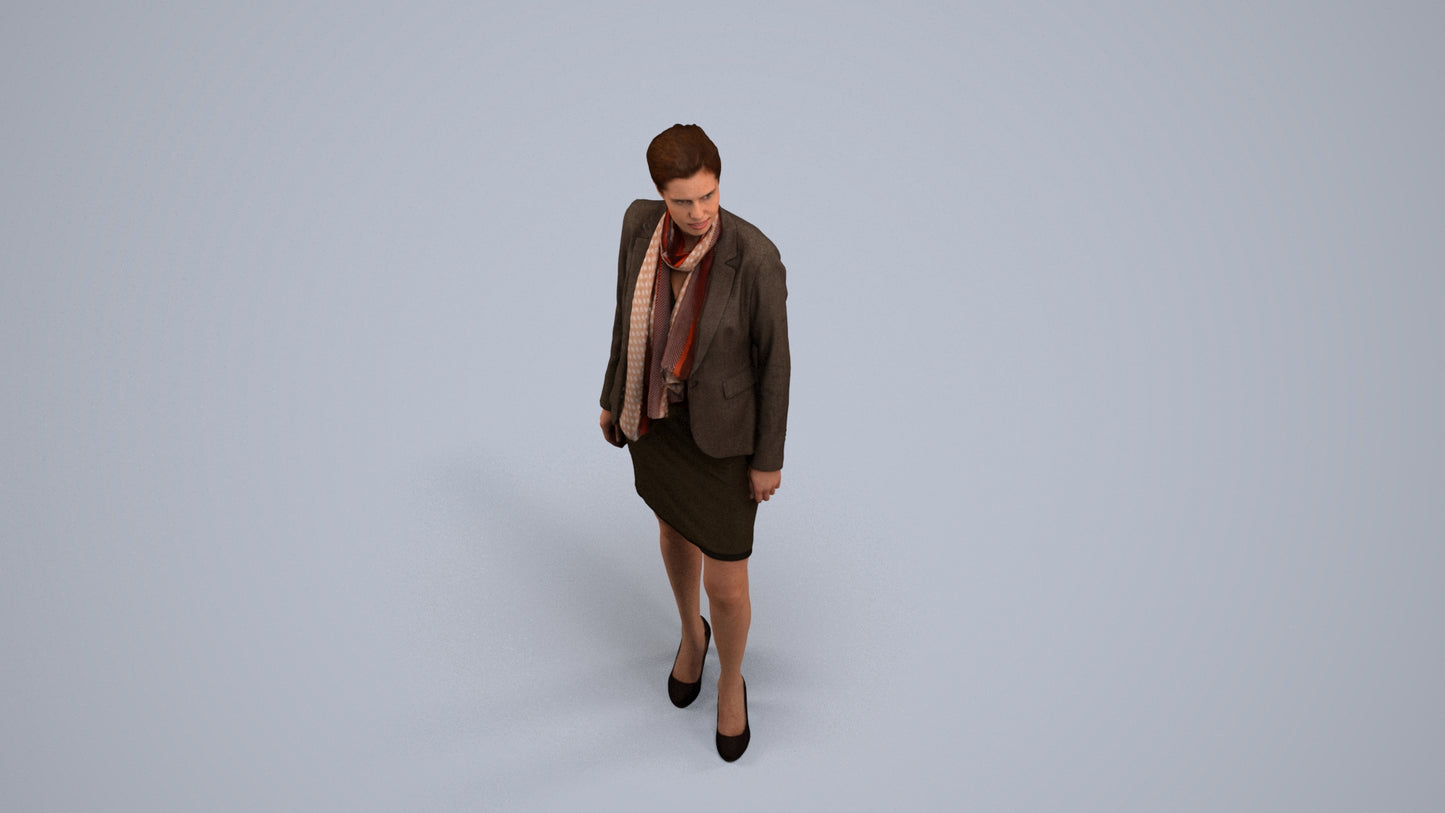 realistic 3D people woman business, render-ready for V-Ray and Corona, FBX OBJ, back view render
