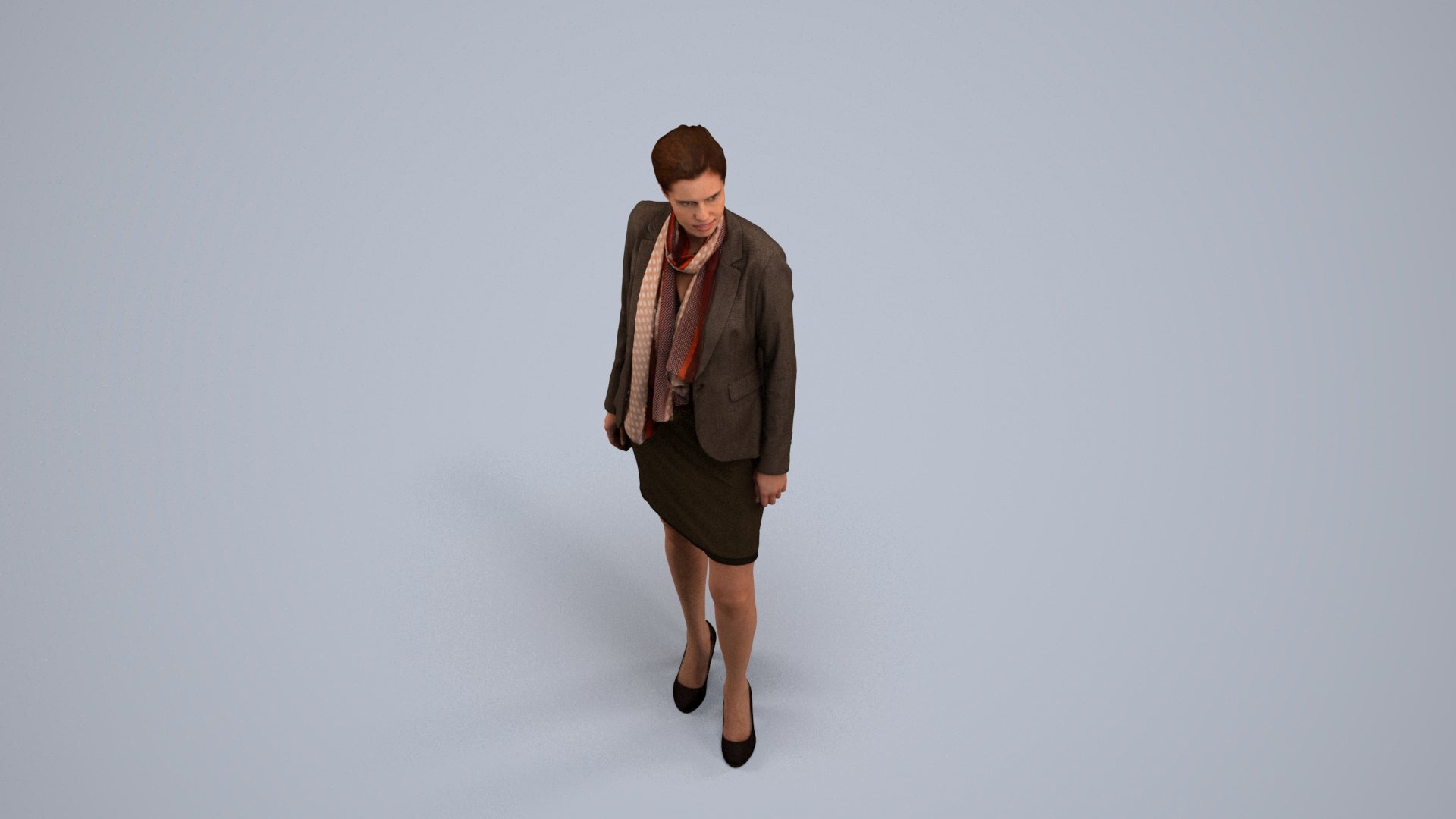 realistic 3D people woman business, render-ready for V-Ray and Corona, FBX OBJ, back view render
