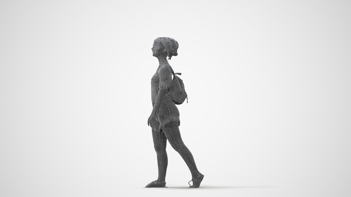 scanned 3D girl casual kids, photogrammetry people for Enscape and V-Ray, square thumbnail
