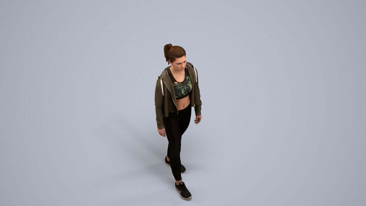 realistic 3D people woman sport, render-ready for V-Ray and Corona, FBX OBJ, back view render