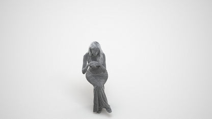 scanned 3D woman business formal, photogrammetry people for Enscape and V-Ray, wireframe three-quarter view