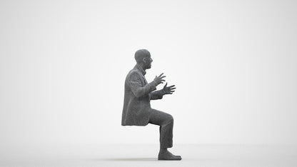 3D scanned man business, photorealistic archviz people for Enscape and SketchUp, wireframe side view