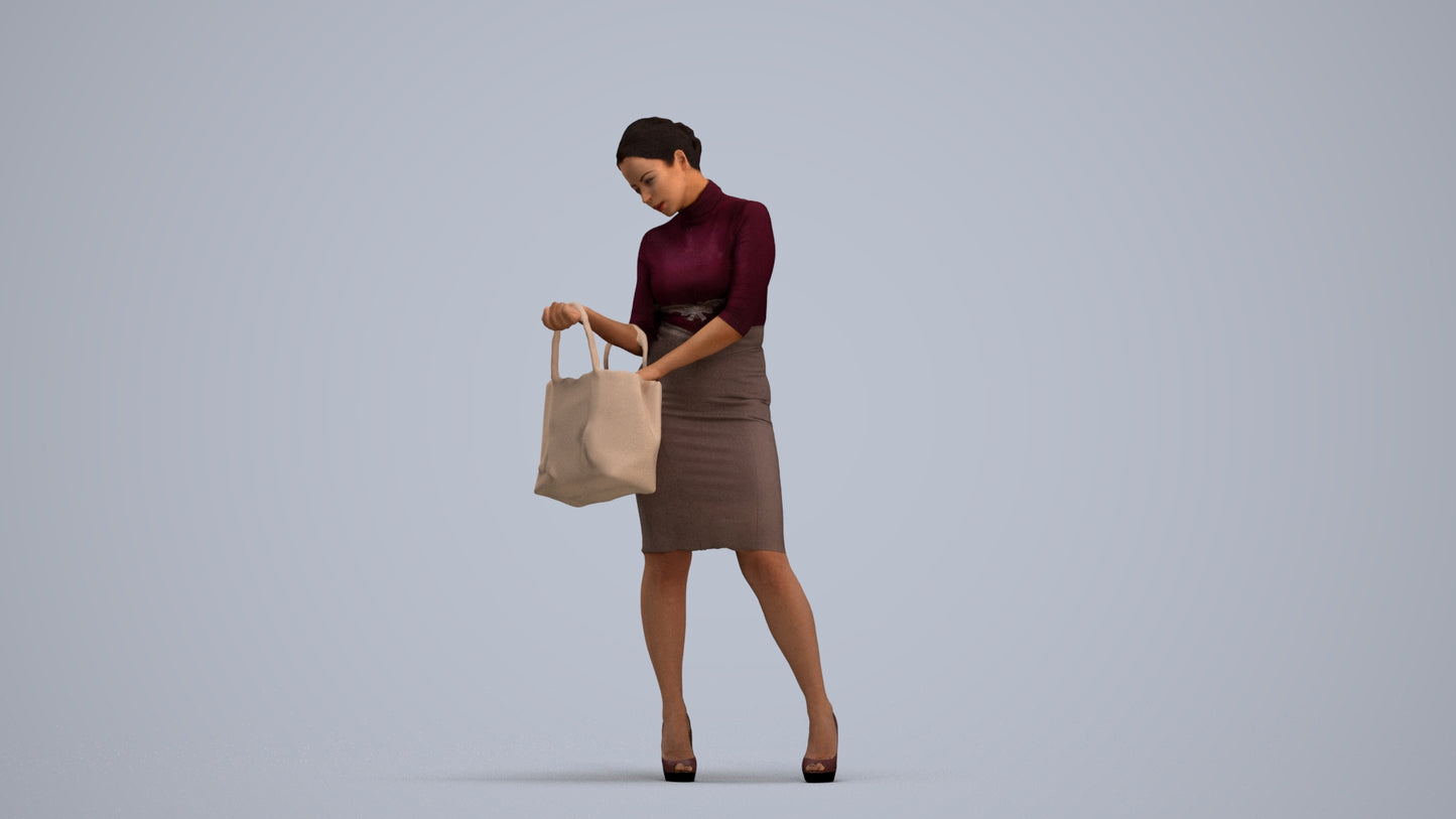 photogrammetry 3D woman business standing, realistic human model archviz FBX, standing pose render