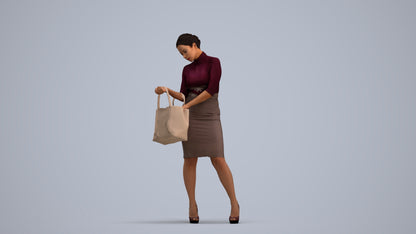 photogrammetry 3D woman business standing, realistic human model archviz FBX, standing pose render