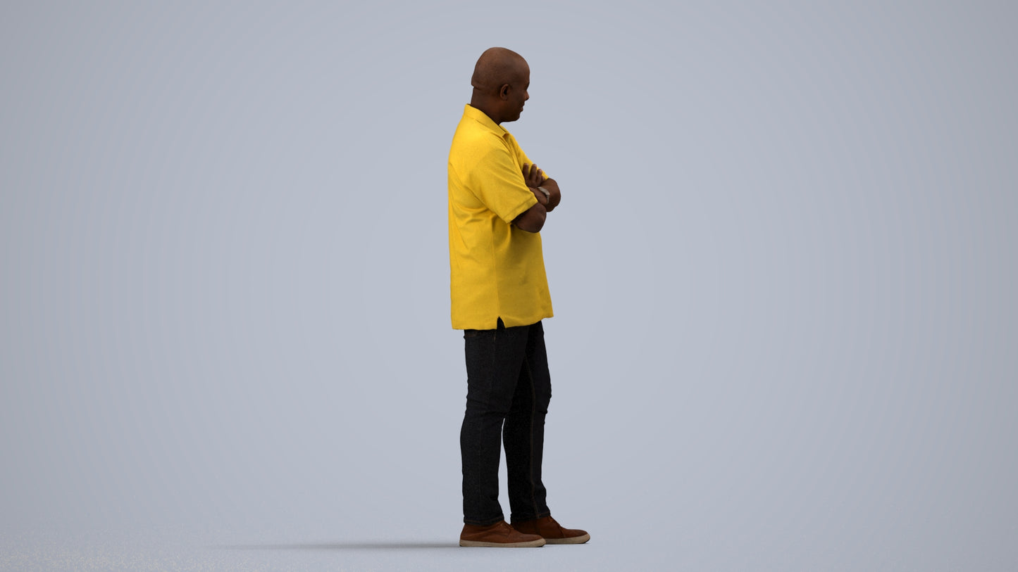 scanned 3D man casual standing, photogrammetry people for Enscape and V-Ray, side view render