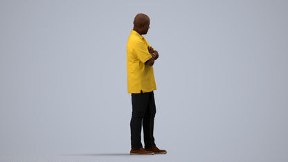 scanned 3D man casual standing, photogrammetry people for Enscape and V-Ray, side view render