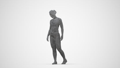 3D people model woman sport, scanned human for 3ds Max rendering, wireframe back view