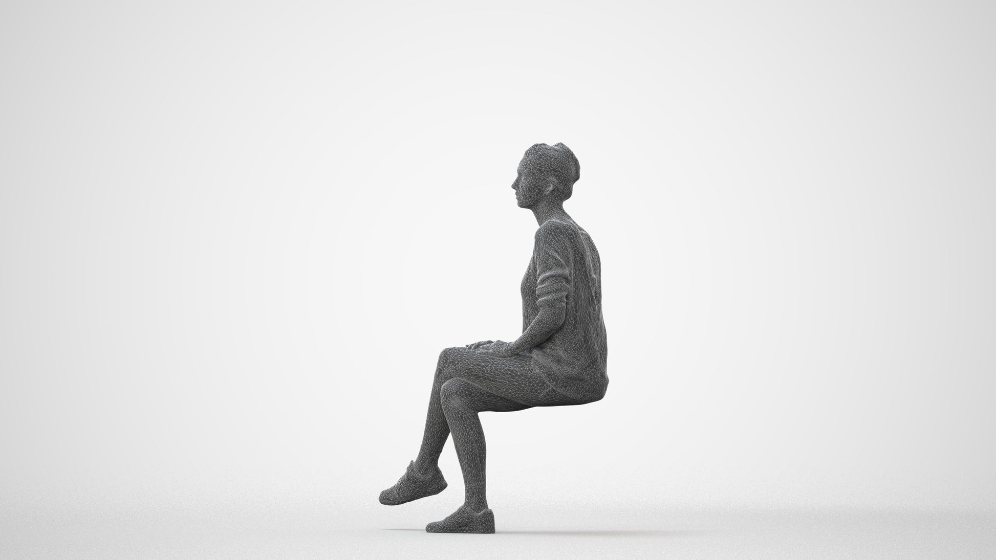 realistic 3D people woman casual sitting, render-ready for V-Ray and Corona, FBX OBJ, square thumbnail