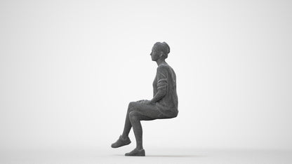 realistic 3D people woman casual sitting, render-ready for V-Ray and Corona, FBX OBJ, square thumbnail