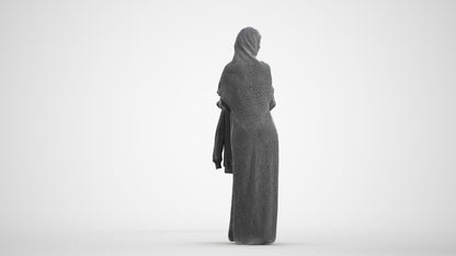 scanned 3D woman standing, photogrammetry people for Enscape and V-Ray, wireframe front view