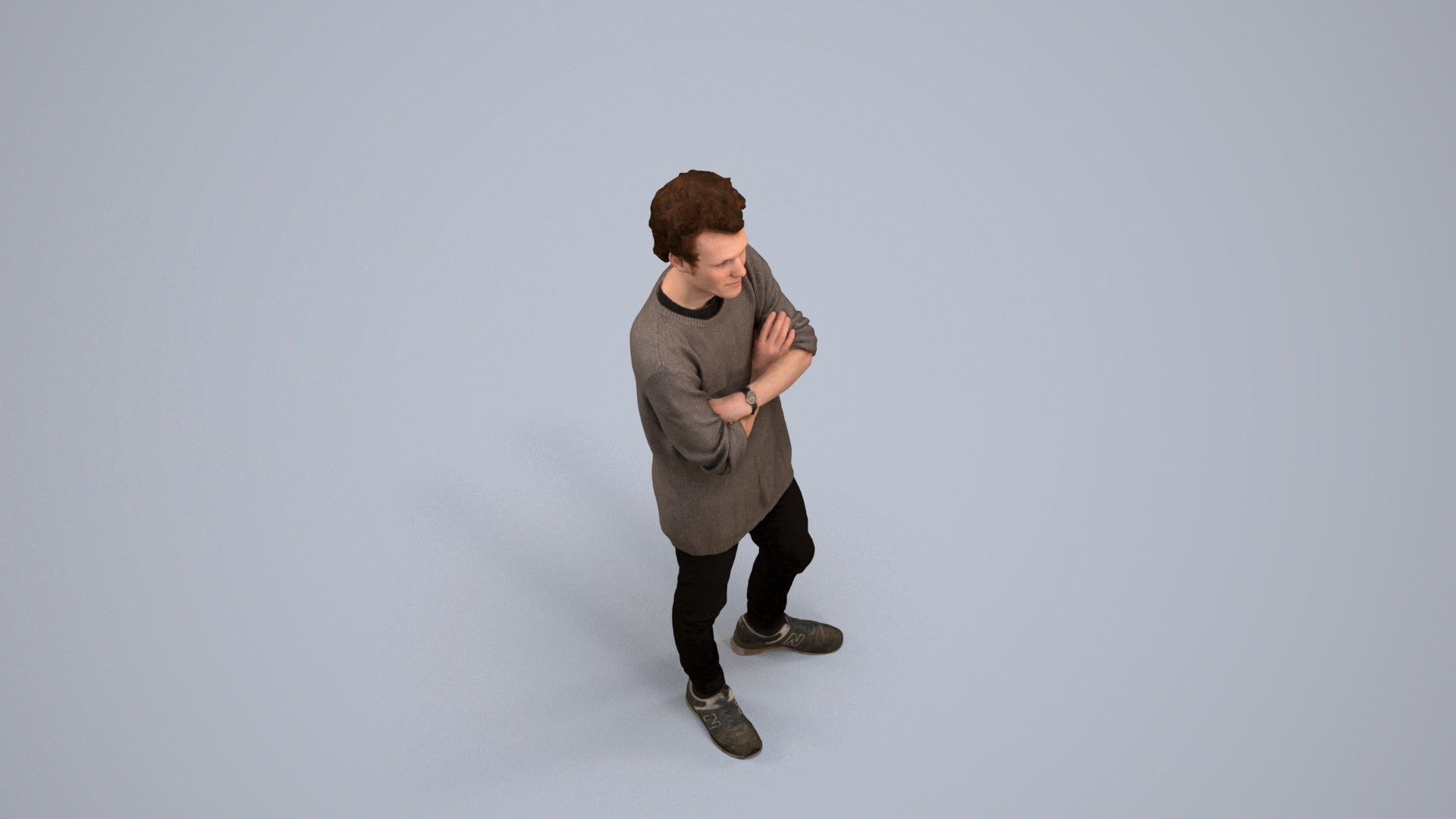 photogrammetry 3D man casual standing, realistic human model archviz FBX, back view render