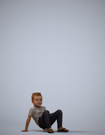 realistic 3D boy casual kids, scanned archviz people for Blender and 3ds Max
