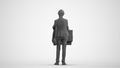 photogrammetry 3D senior woman business shopping, realistic human model archviz FBX, wireframe front view