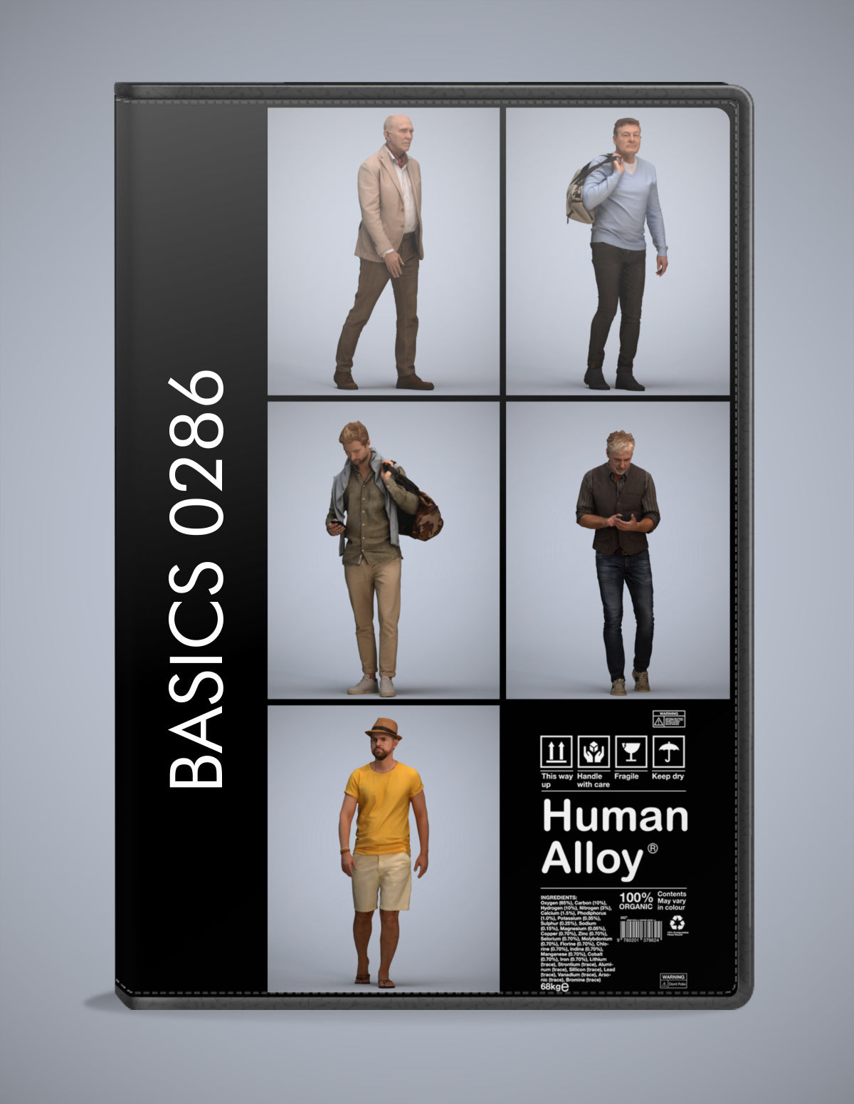 realistic 3D people walking set, 5 render-ready models for V-Ray and Corona