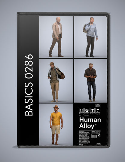 realistic 3D people walking set, 5 render-ready models for V-Ray and Corona