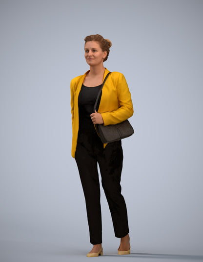 scanned 3D woman business walking, photogrammetry people for Enscape and V-Ray