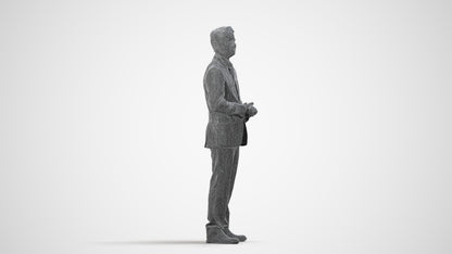 scanned 3D man business, photogrammetry people for Enscape and V-Ray, wireframe side view
