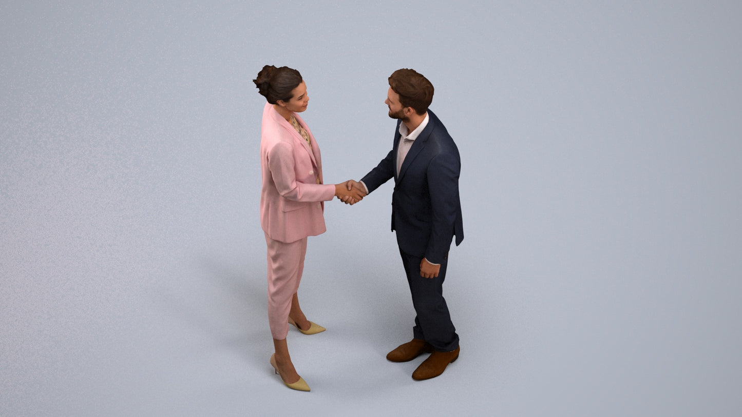 3D people model woman business shopping, scanned human for 3ds Max rendering, back view render