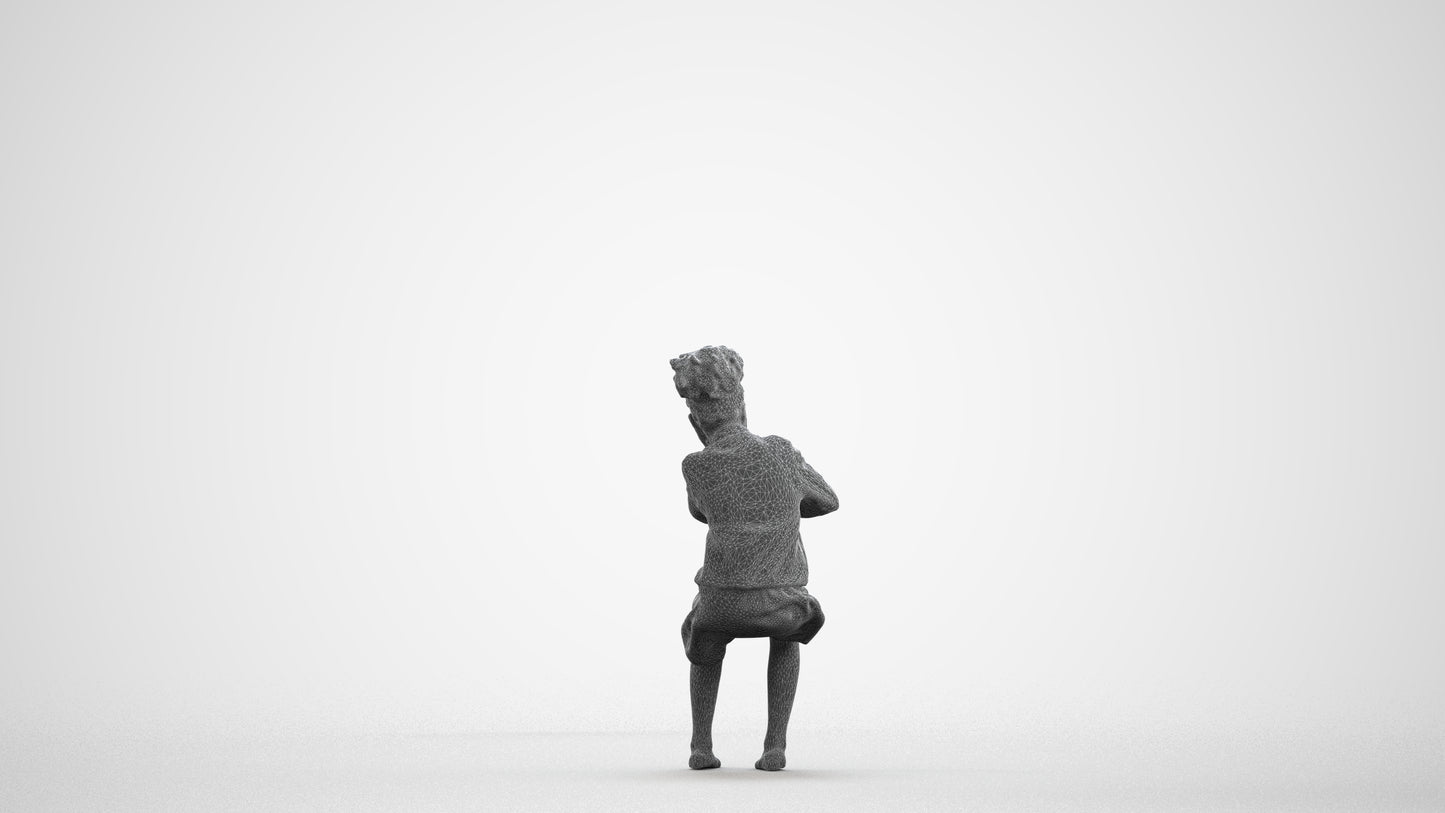 realistic 3D human girl kids, archviz people FBX OBJ for Blender, wireframe front view