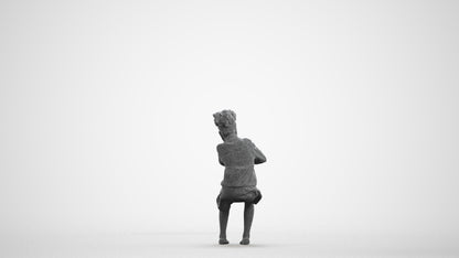 realistic 3D human girl kids, archviz people FBX OBJ for Blender, wireframe front view
