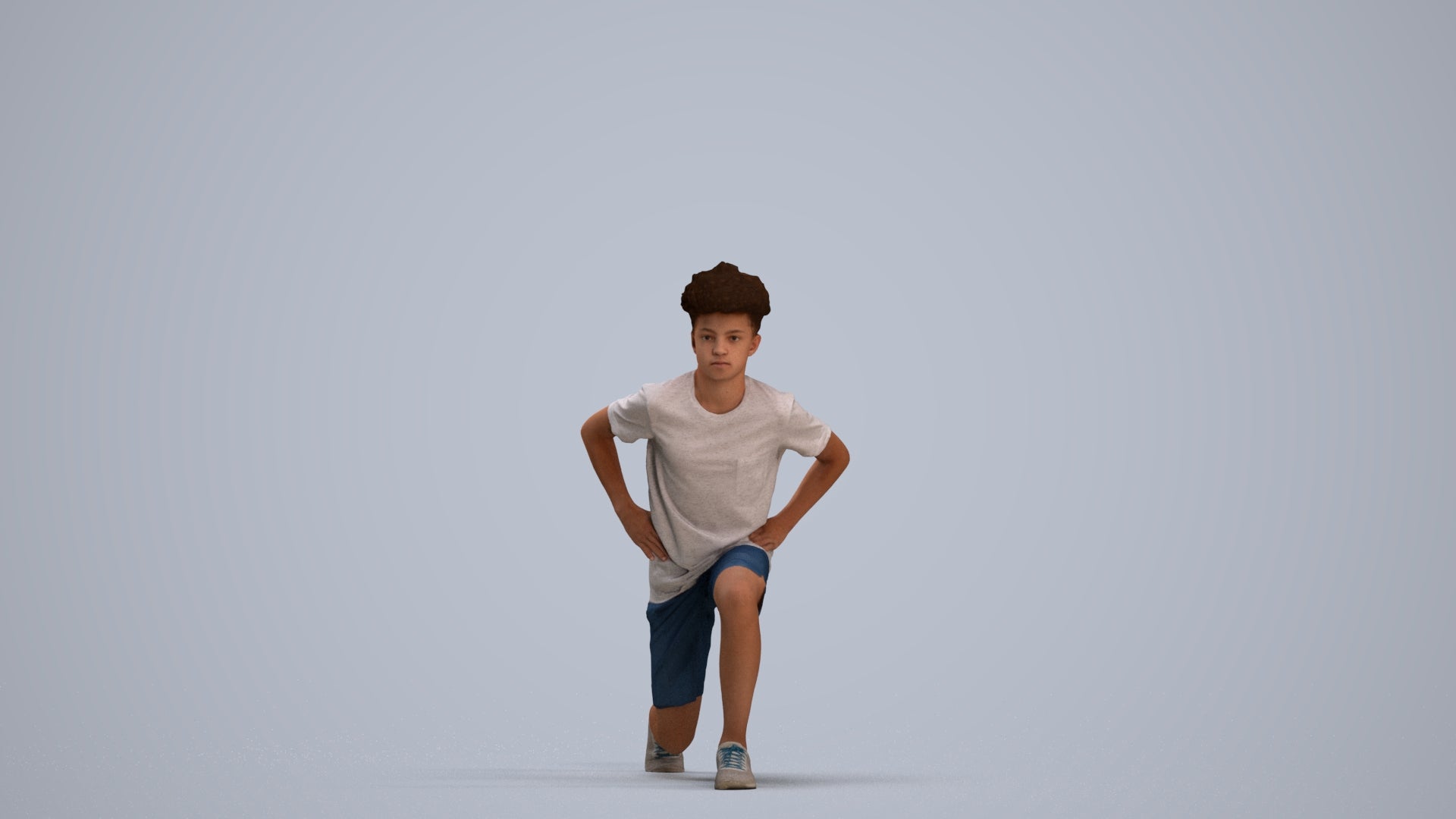 3D people model boy casual kids, scanned human for 3ds Max rendering, standing pose render