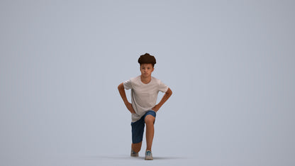 3D people model boy casual kids, scanned human for 3ds Max rendering, standing pose render