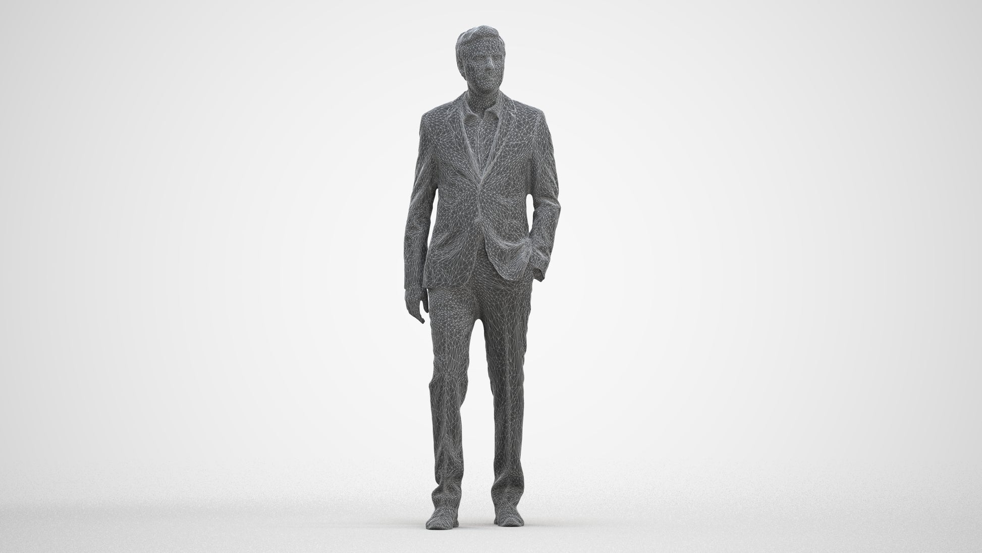 scanned 3D man business, photogrammetry people for Enscape and V-Ray, three-quarter front view render