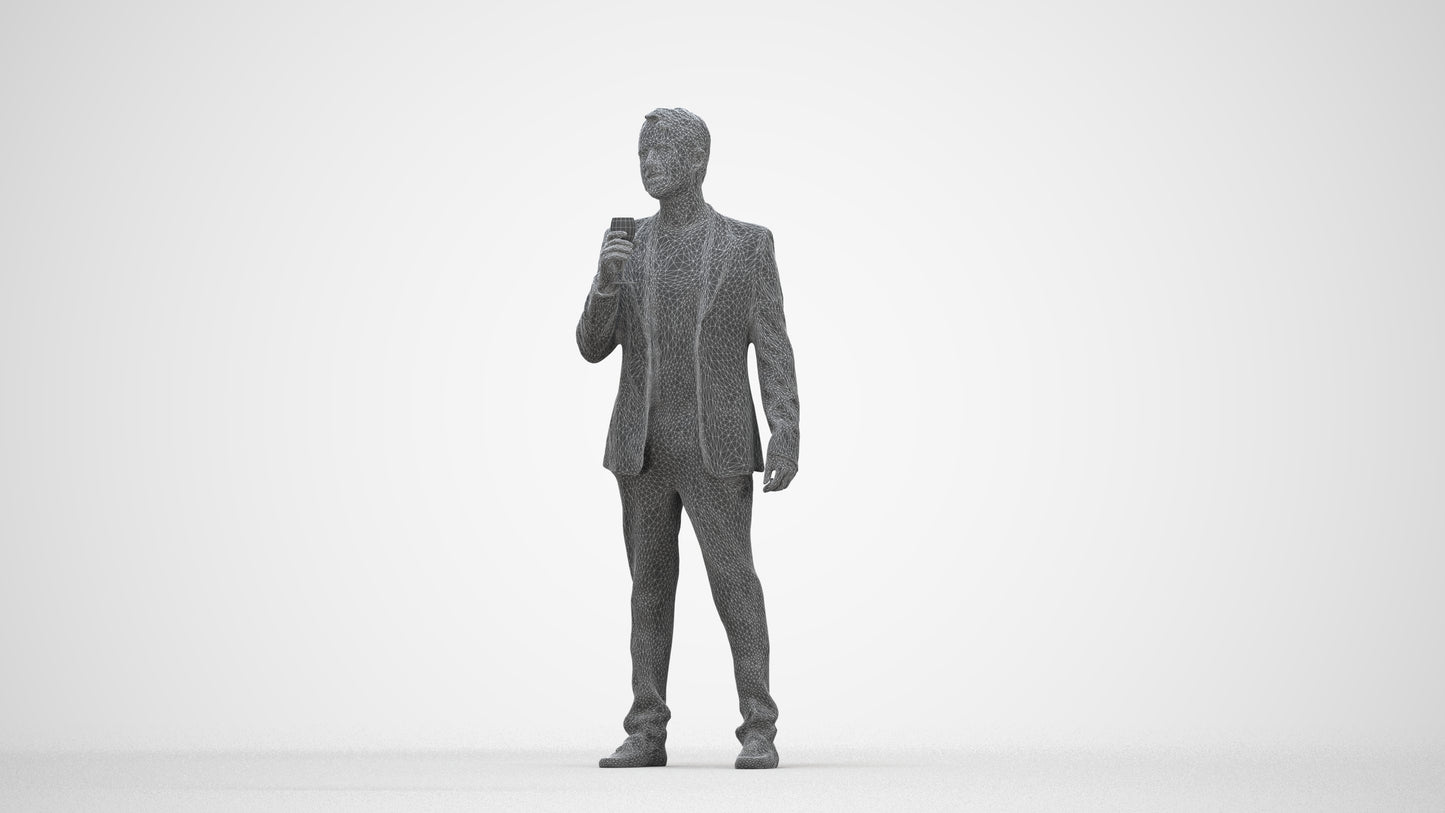 scanned 3D man formal formalaffairs, photogrammetry people for Enscape and V-Ray, wireframe back view