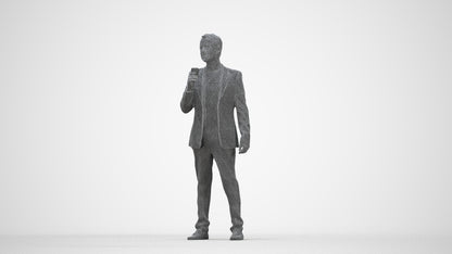 scanned 3D man formal formalaffairs, photogrammetry people for Enscape and V-Ray, wireframe back view
