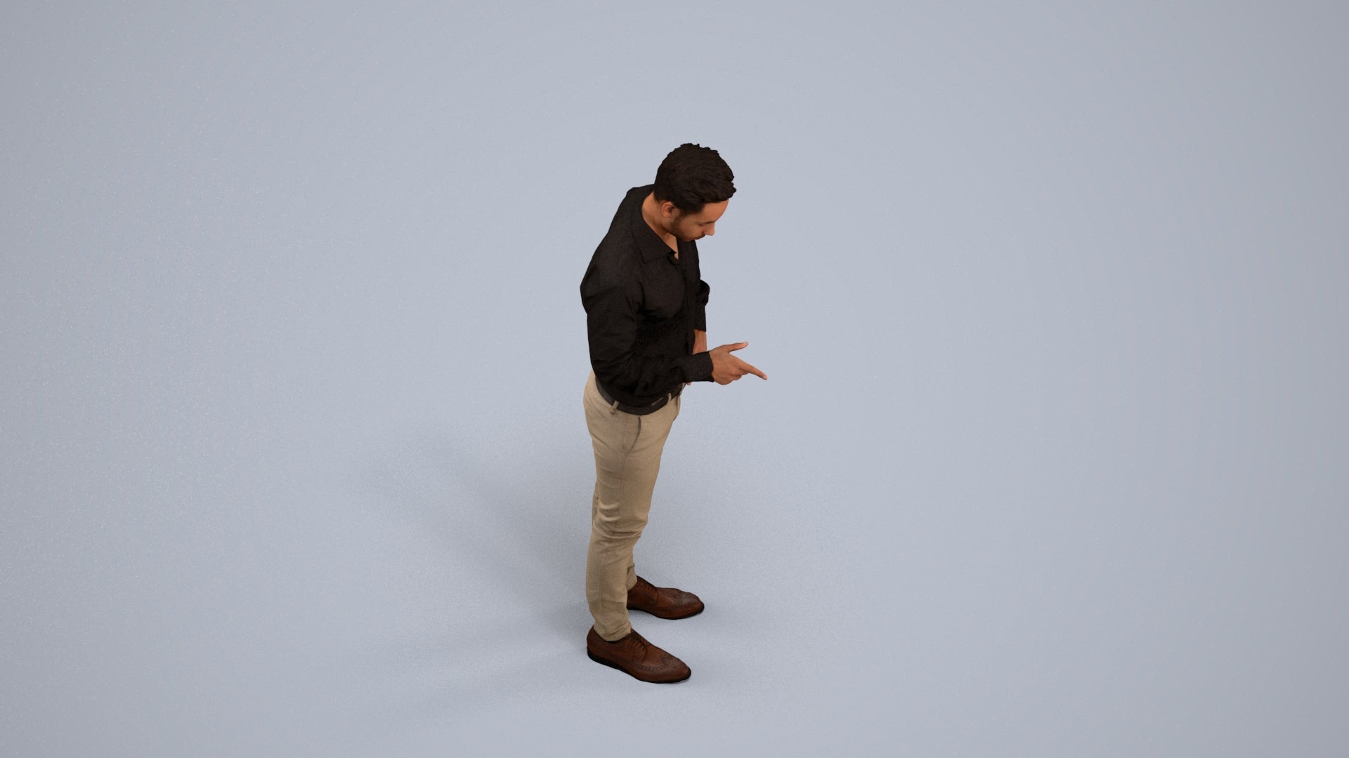 realistic 3D man business standing, scanned archviz people for Blender and 3ds Max, back view render